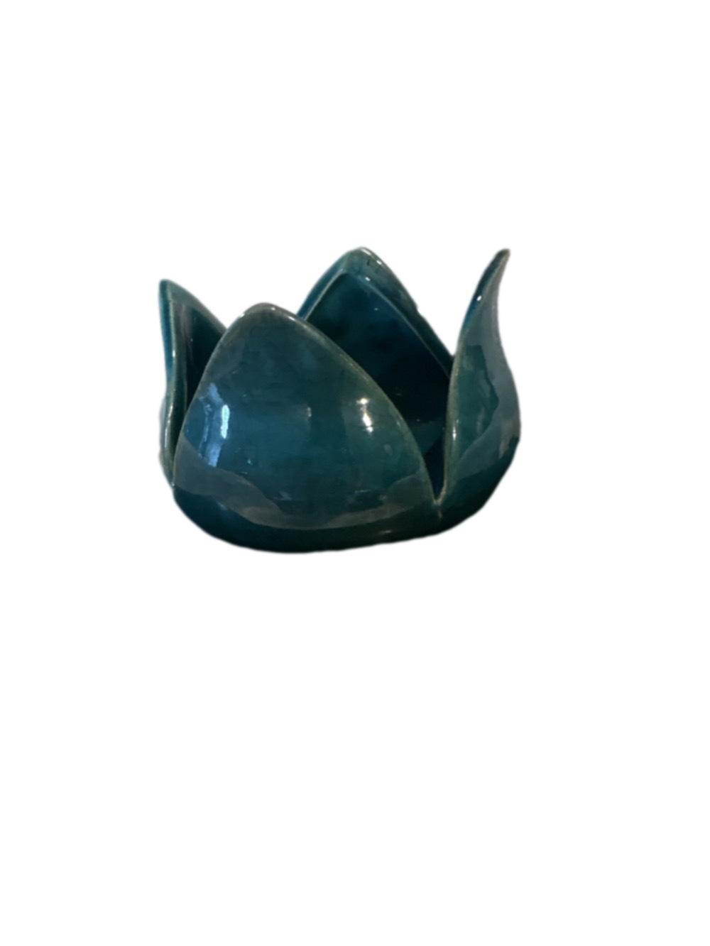 Hobby Lobby Home Accents W13 Teal Ceramic Abstract Decorative Bowl